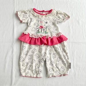 Health Tex Vintage Ruffle Kitten Print Romper Jumpsuit 🐈 Size 3-6 Months